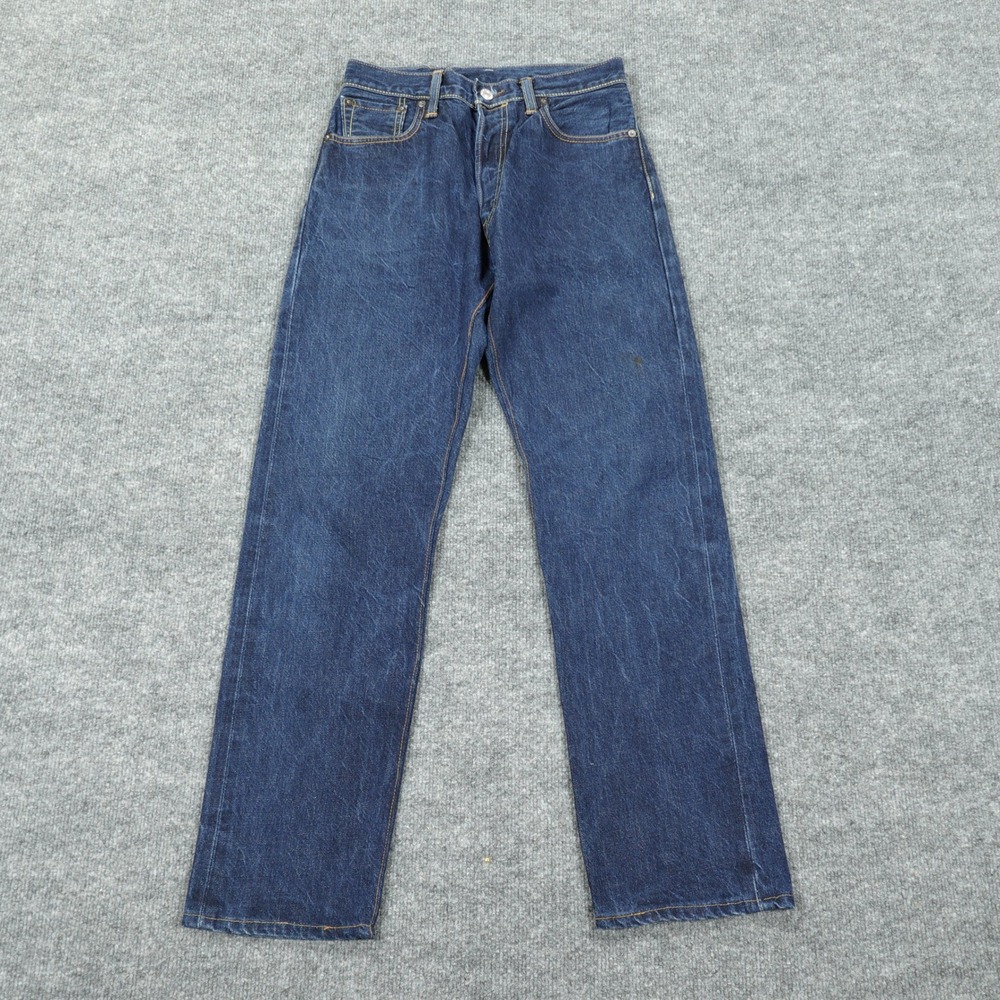 Levi's 501 Jeans Mens 31x32 Dark Blue Selvedge Denim Straight Leg Button Fly